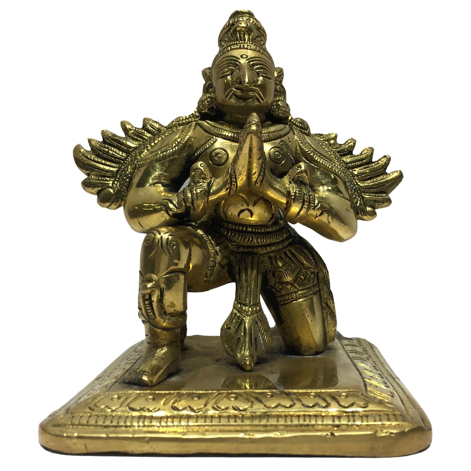 Garuda Kneeling Brass Antique 5 inch - Sri Prarthana