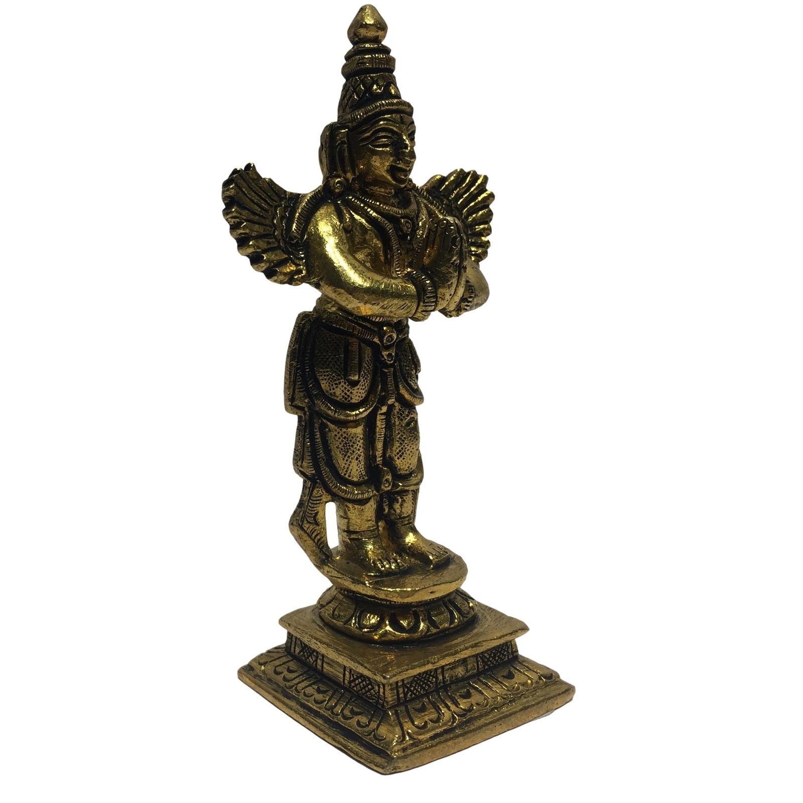 Garuda standing on square base Brass Antique 4 Inch - Sri Prarthana