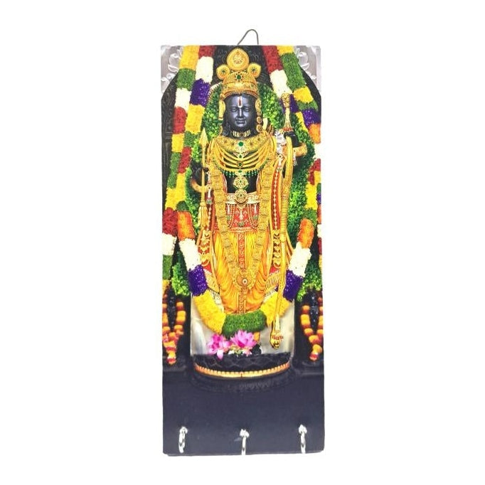 Ayodya Sri Ram Lalla Wooden Key Holder 3 hooks