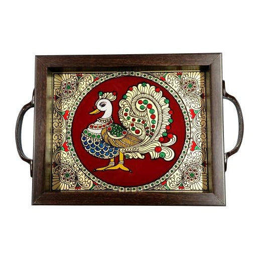 Traditional Tanjore style painting Annapakshmi Tamboolam Tray size 6 & 8 inch height