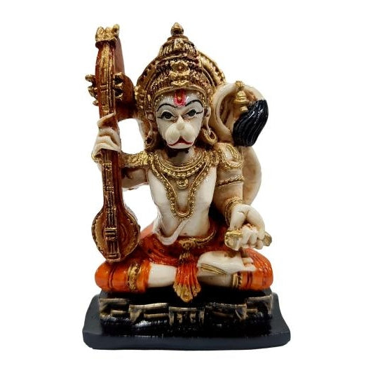 Ram Bhajan Hanuman Sitting Multicolour Marble Dust Idol Decorative Showpiece 3 Inch