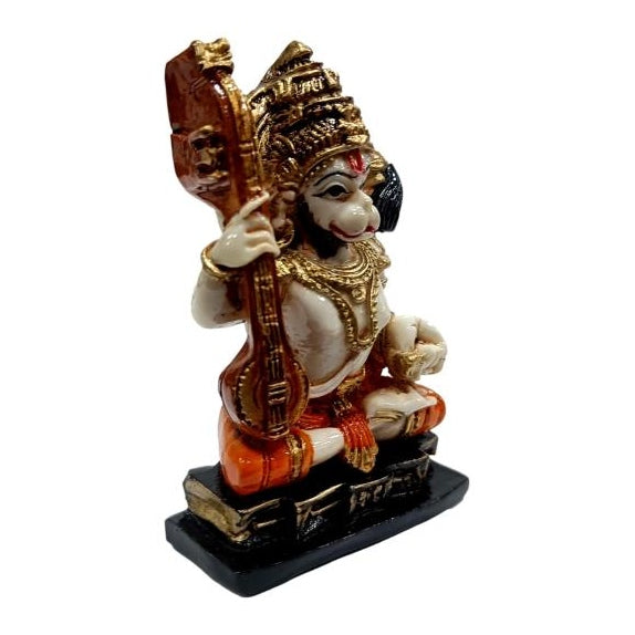 Ram Bhajan Hanuman Sitting Multicolour Marble Dust Idol Decorative Showpiece 3 Inch