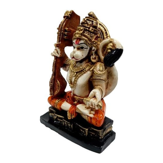 Ram Bhajan Hanuman Sitting Multicolour Marble Dust Idol Decorative Showpiece 3 Inch