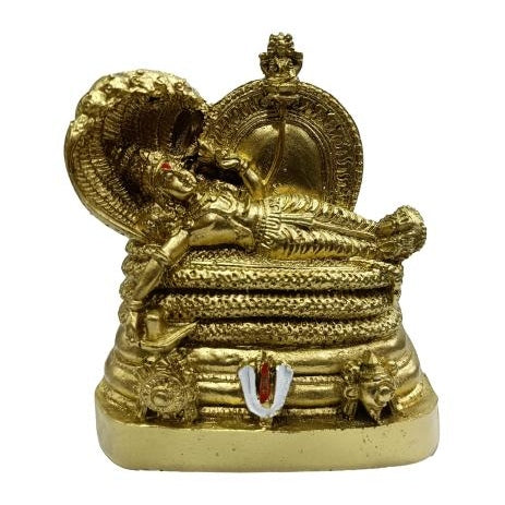 Anantha Padmanabha Swamy Golden Shining Fibre Figurine Decorative Showpiece 4 Inch