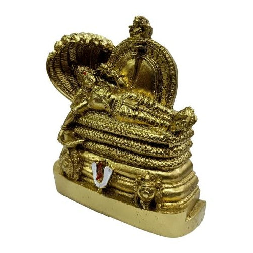 Anantha Padmanabha Swamy Golden Shining Fibre Figurine Decorative Showpiece 4 Inch