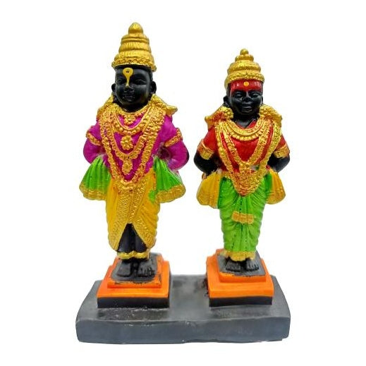 Vittal Maharaj Pandurangan Rukmayee Multicolour Shining Fibre Figurine Decorative Showpiece 5.5 Inch