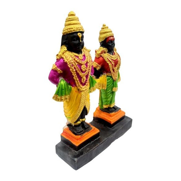 Vittal Maharaj Pandurangan Rukmayee Multicolour Shining Fibre Figurine Decorative Showpiece 5.5 Inch