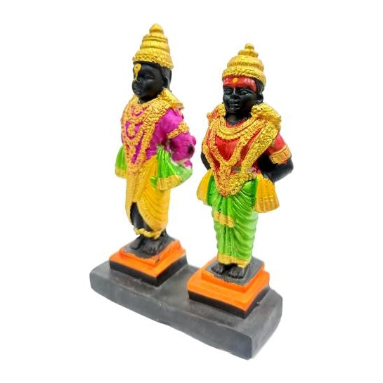 Vittal Maharaj Pandurangan Rukmayee Multicolour Shining Fibre Figurine Decorative Showpiece 5.5 Inch