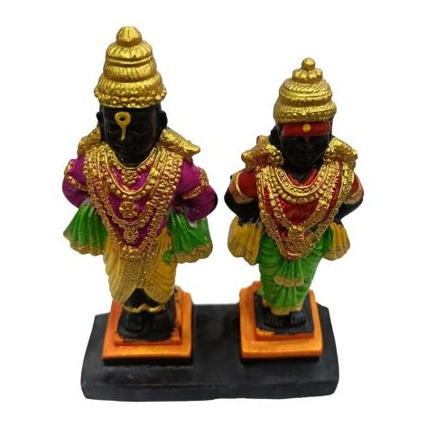 Vittal Maharaj Pandurangan Rukmayee Multicolour Shining Fibre Figurine Decorative Showpiece 5.5 Inch