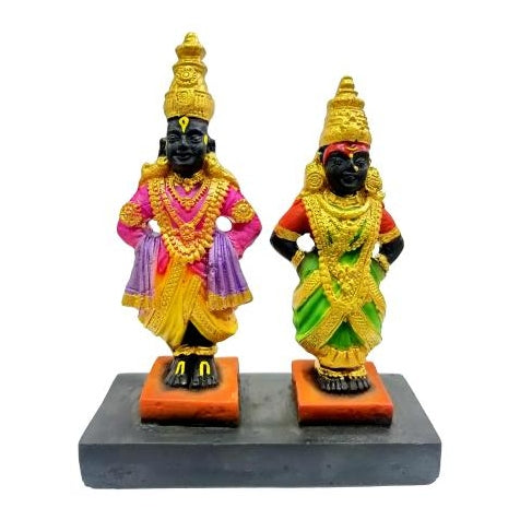 Vittal Maharaj Pandurangan Rukmayee Multicolour Shining Fibre Figurine Decorative Showpiece 7 Inch