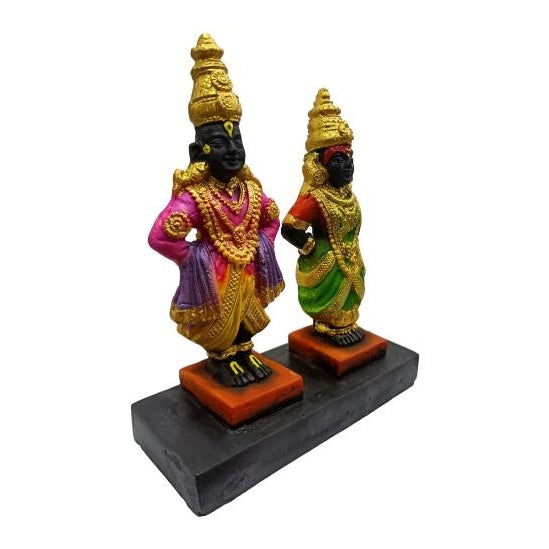 Vittal Maharaj Pandurangan Rukmayee Multicolour Shining Fibre Figurine Decorative Showpiece 7 Inch