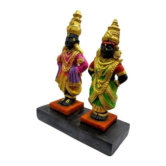 Vittal Maharaj Pandurangan Rukmayee Multicolour Shining Fibre Figurine Decorative Showpiece 7 Inch