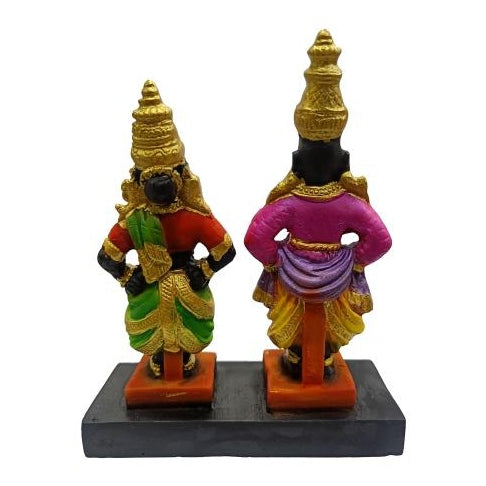 Vittal Maharaj Pandurangan Rukmayee Multicolour Shining Fibre Figurine Decorative Showpiece 7 Inch