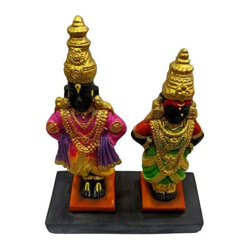 Vittal Maharaj Pandurangan Rukmayee Multicolour Shining Fibre Figurine Decorative Showpiece 7 Inch