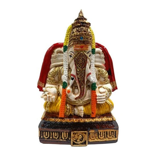 Pillayarpatti Ganesh Multicolour Marble Dust Idol Pooja Ghar Decorative Showpiece 5.5 Inch