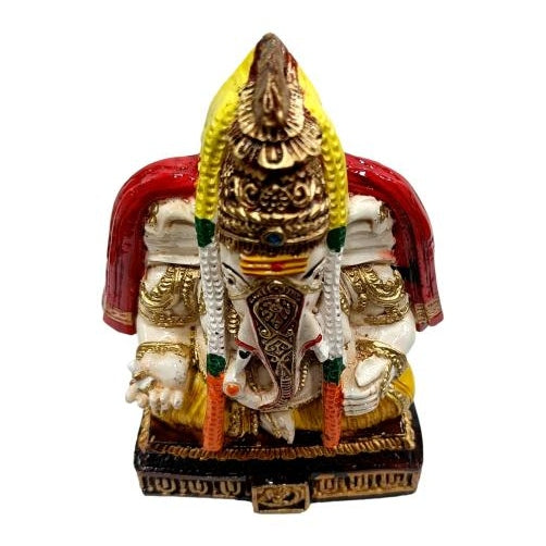 Pillayarpatti Ganesh Multicolour Marble Dust Idol Pooja Ghar Decorative Showpiece 5.5 Inch