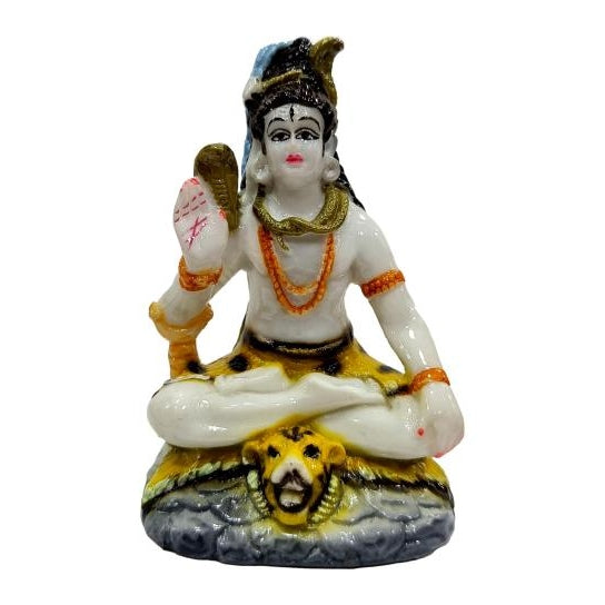 Meditating Mahadev Yogi Shiv White Marble Dust Figurine 4 inch