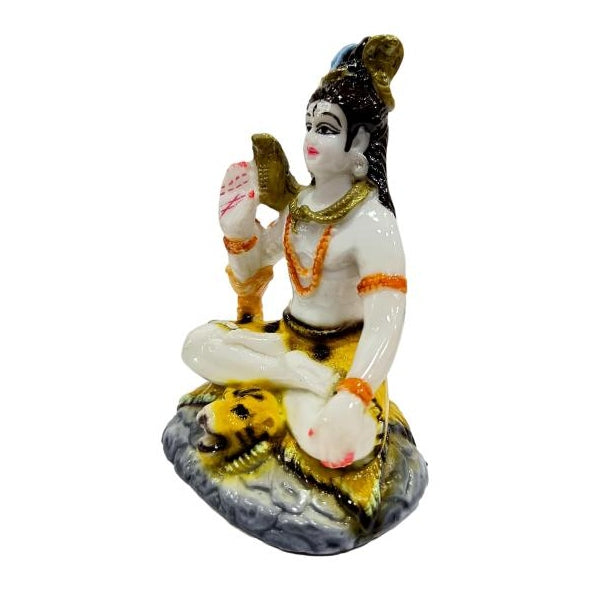 Meditating Mahadev Yogi Shiv White Marble Dust Figurine 4 inch