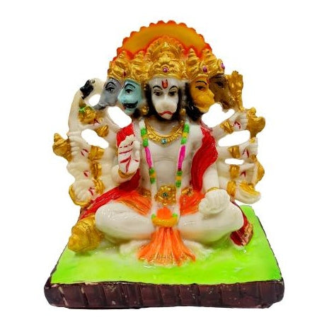 Multicolour Panchamukha Hanuman Marble Dust Decorative Figurine Showpiece size 6 inch