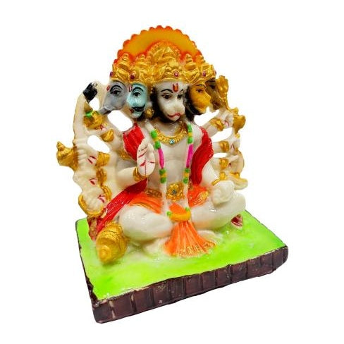 Multicolour Panchamukha Hanuman Marble Dust Decorative Figurine Showpiece size 6 inch