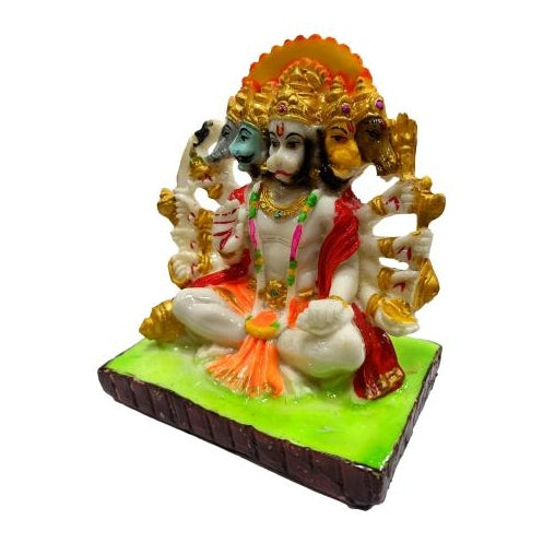 Multicolour Panchamukha Hanuman Marble Dust Decorative Figurine Showpiece size 6 inch