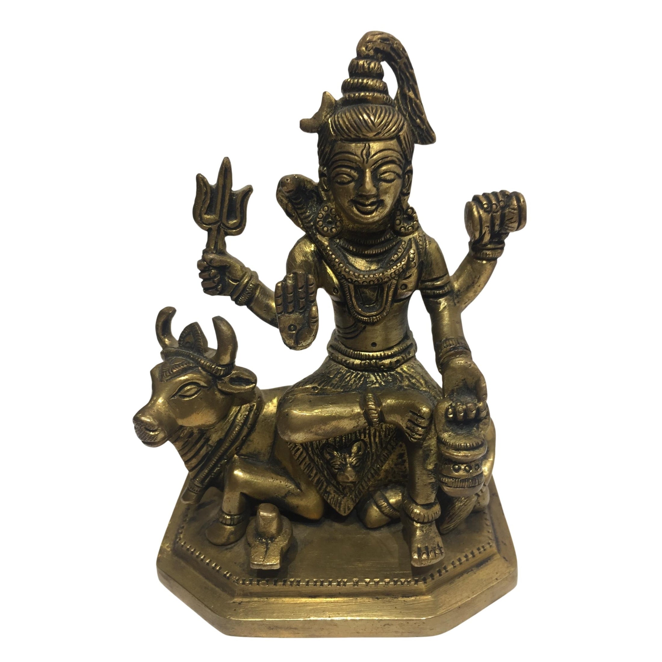 Mahadev on Nandi Brass Antique 5.5 inch