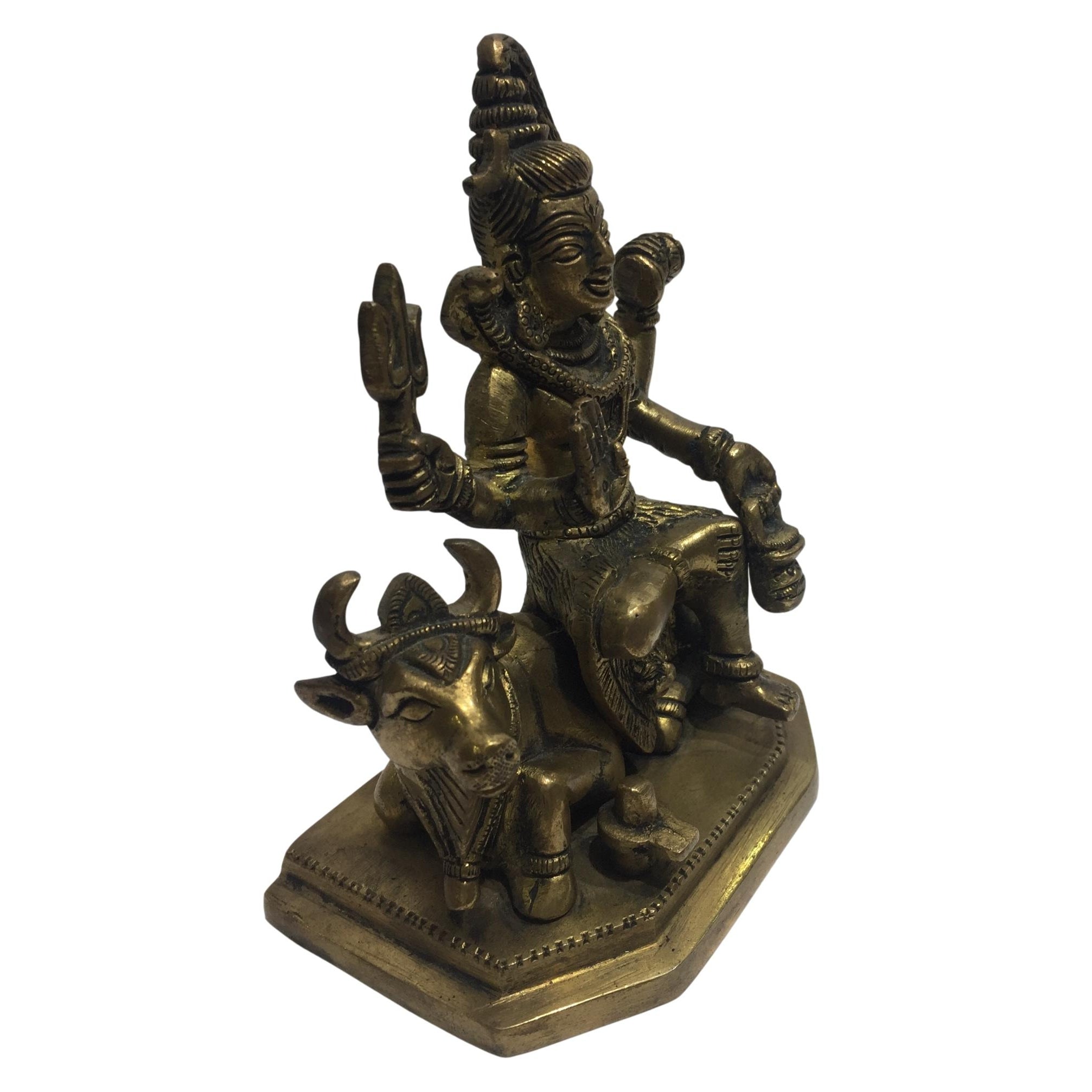 Mahadev on Nandi Brass Antique 5.5 inch