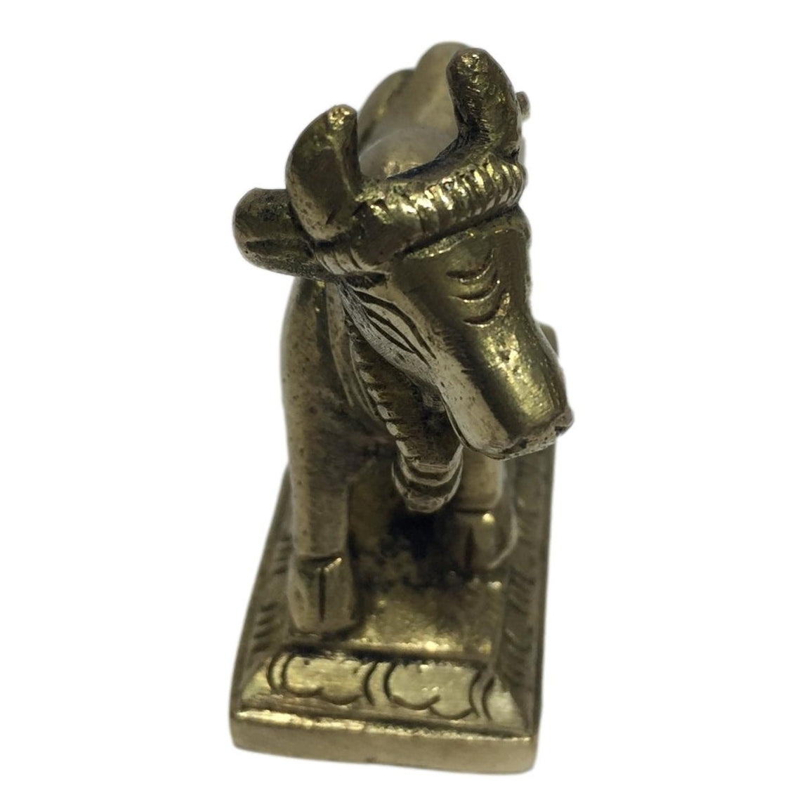 Goumatha Facing Left Plain Brass Figurine or Cow and Calf Decorative Showpiece 2.5 inch