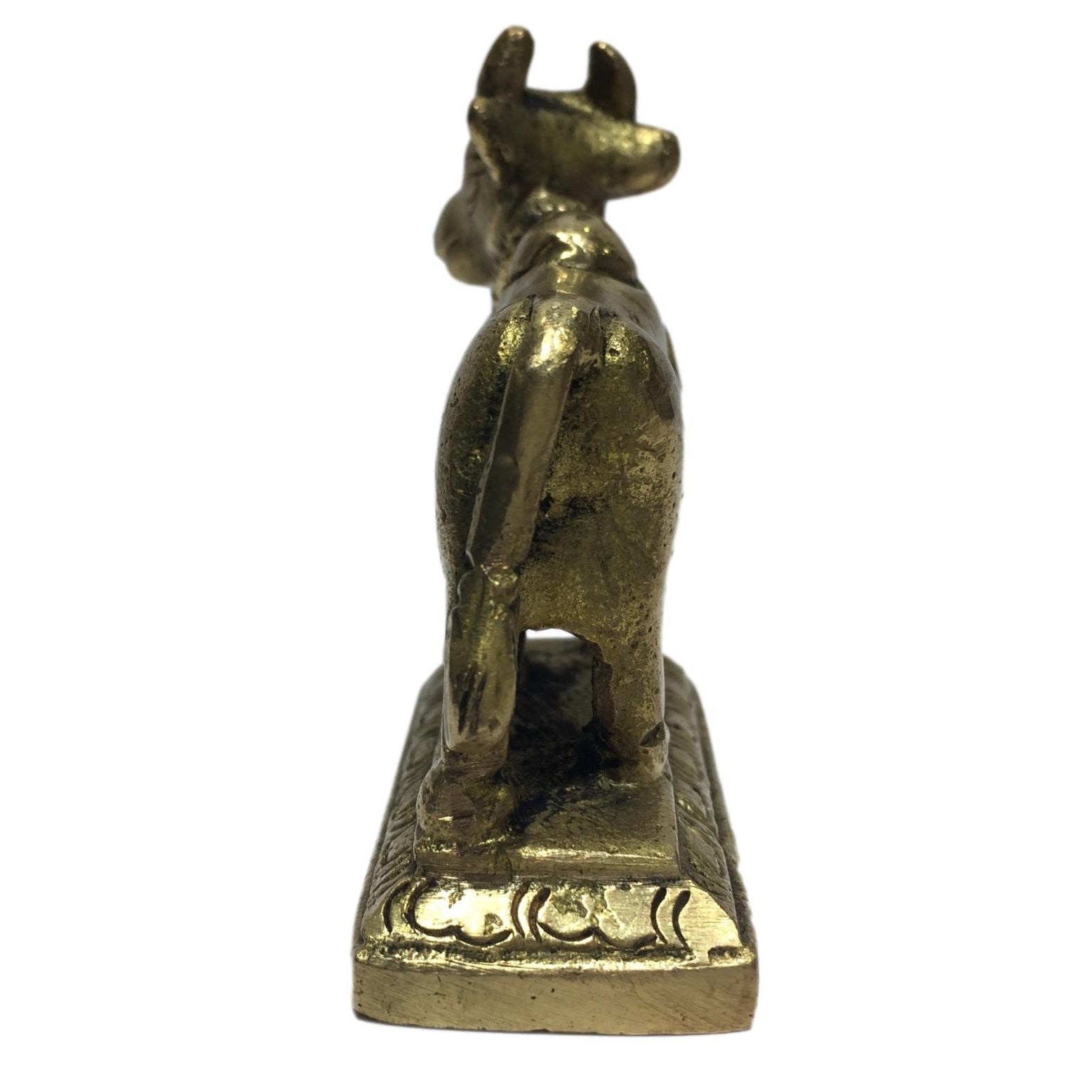 Goumatha Facing Left Plain Brass Figurine or Cow and Calf Decorative Showpiece 2.5 inch