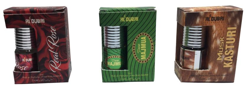 Al Dubai Alcohol Free Roll On Flavours Red Rose / Pure Majuma / Musk Kasturi 2 ml