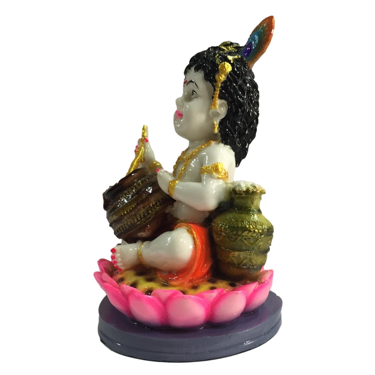 Vennai or Makhan Krishna on Lotus Figurine 6.5 inch