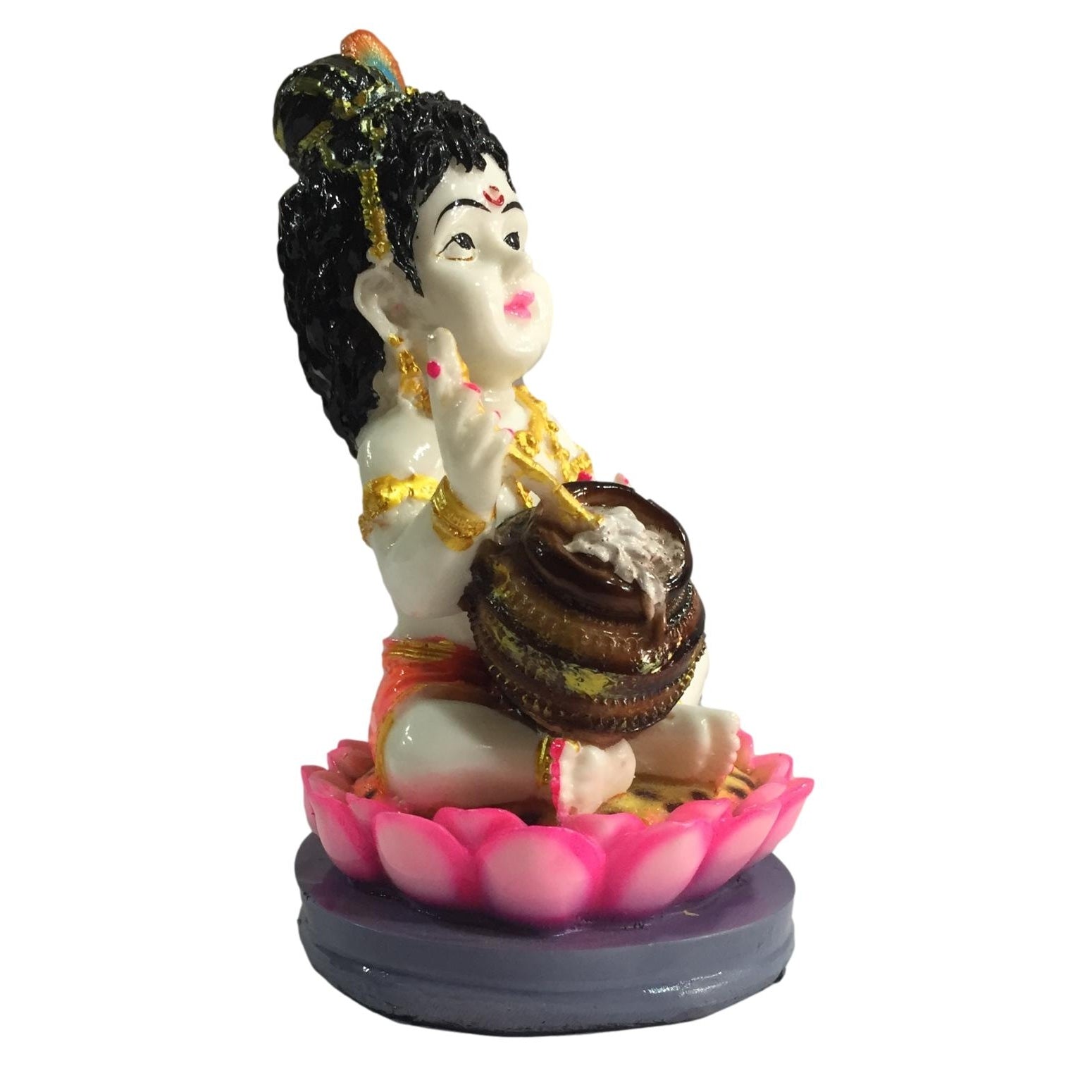 Vennai or Makhan Krishna on Lotus Figurine 6.5 inch