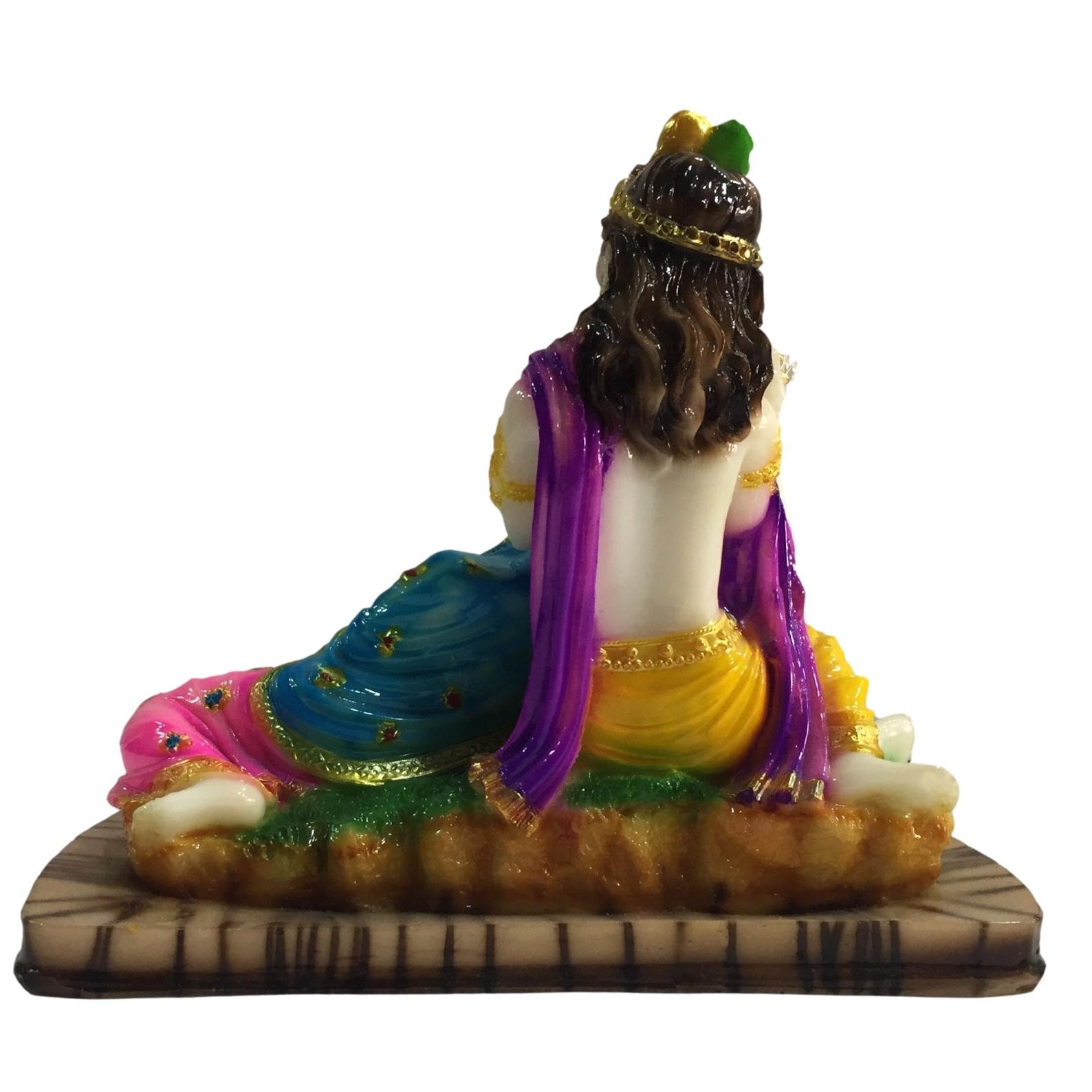 Radha Krishna Seated Figurine Marble Dust 6.5 Inch