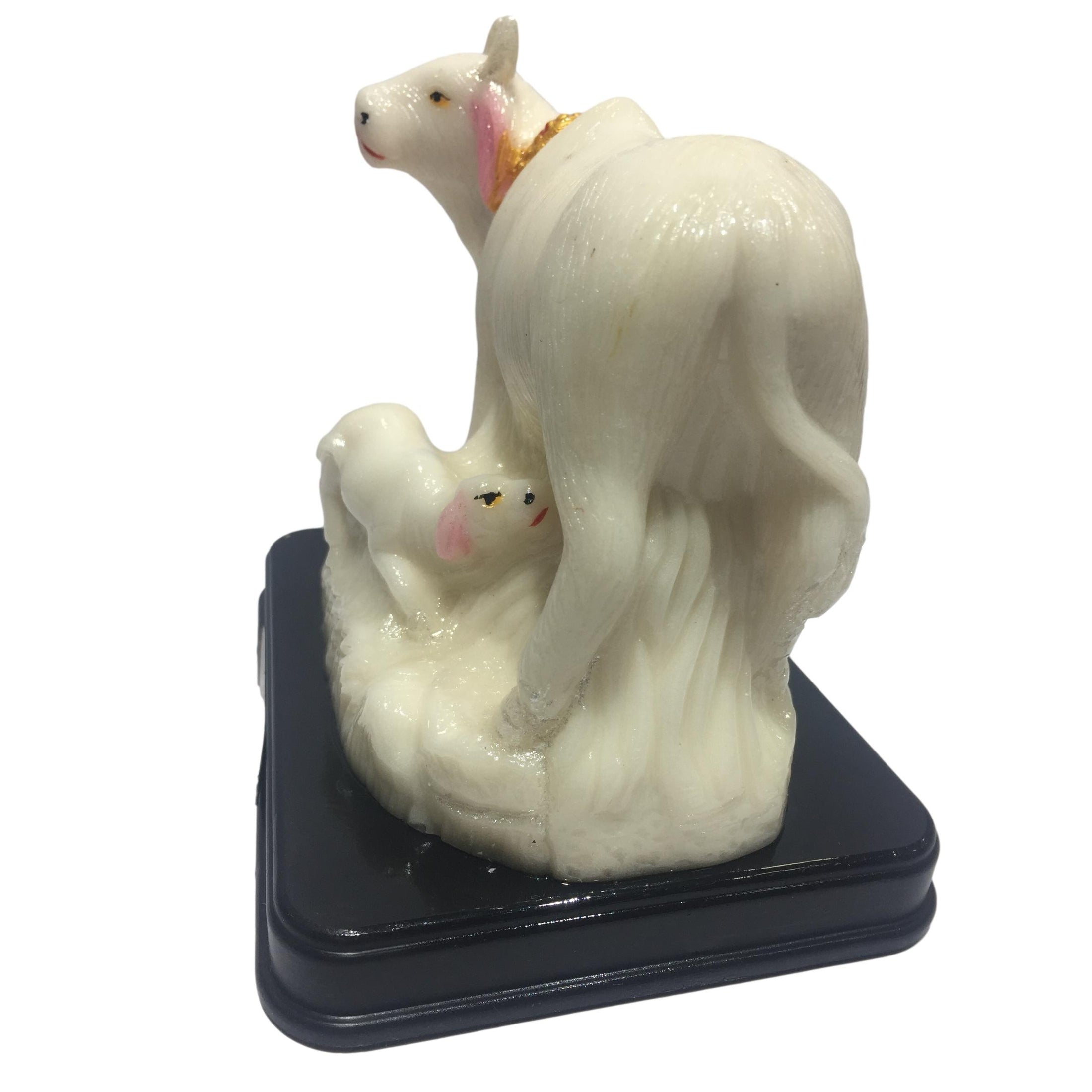 Pure White Marble Look Gou Mata or Cow and Calf Decorative Show piece 6 inch