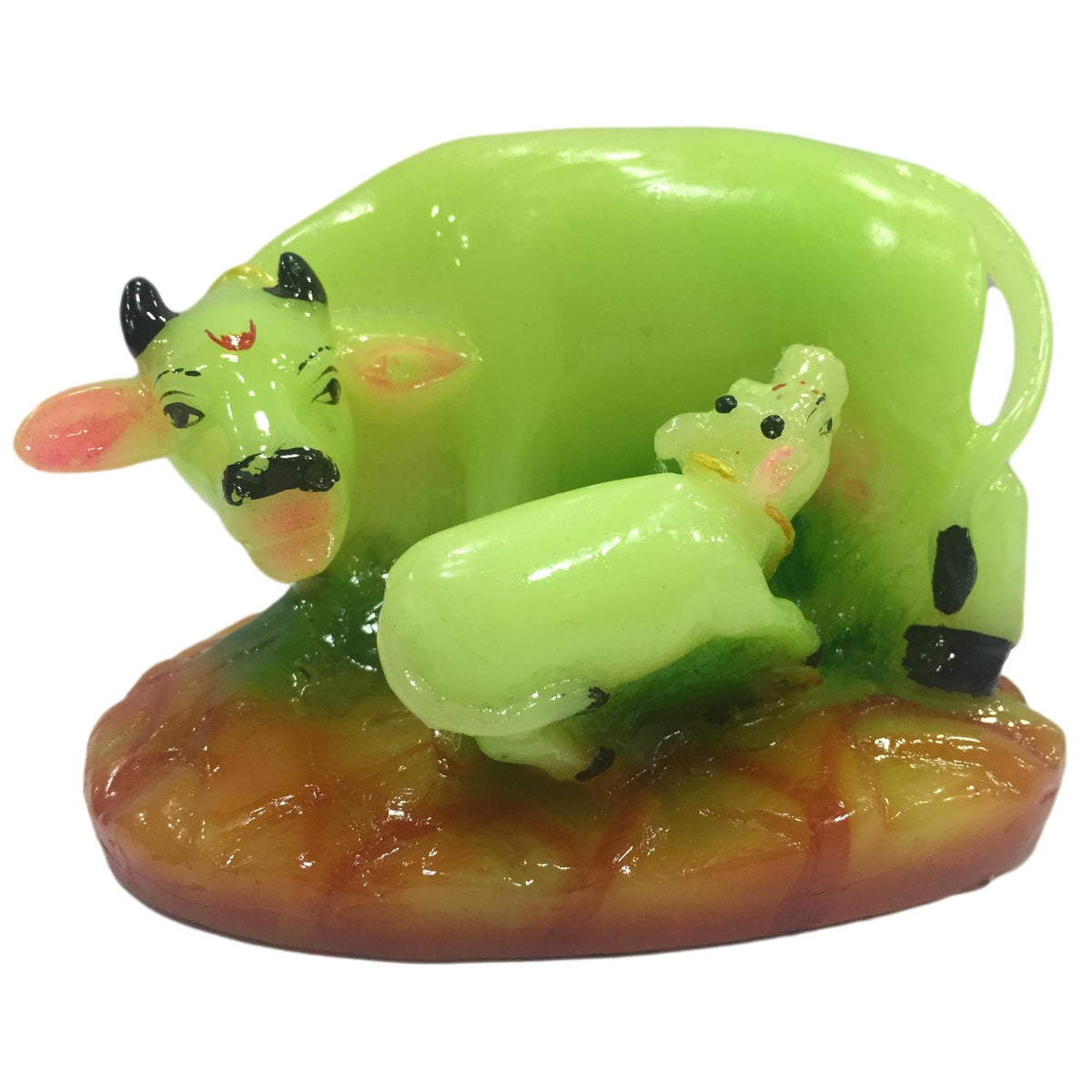 Polystone Show Pure White Marble Look Gou Mata or Cow and Calf Decorative Show piece ...