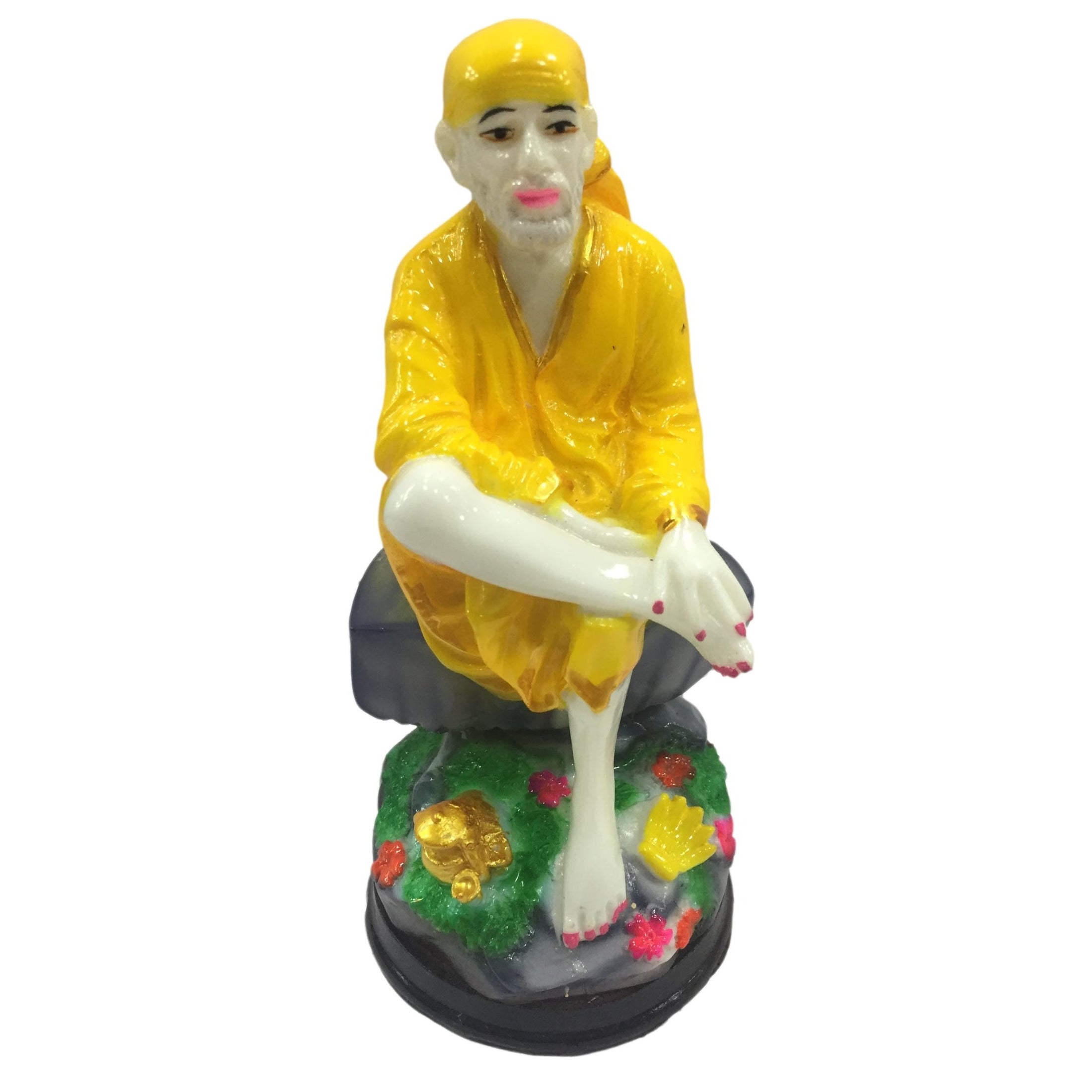 Multicolour Marble Dust Sai Baba Figurine Pooja Ghar Decorative Showpiece 7 inch