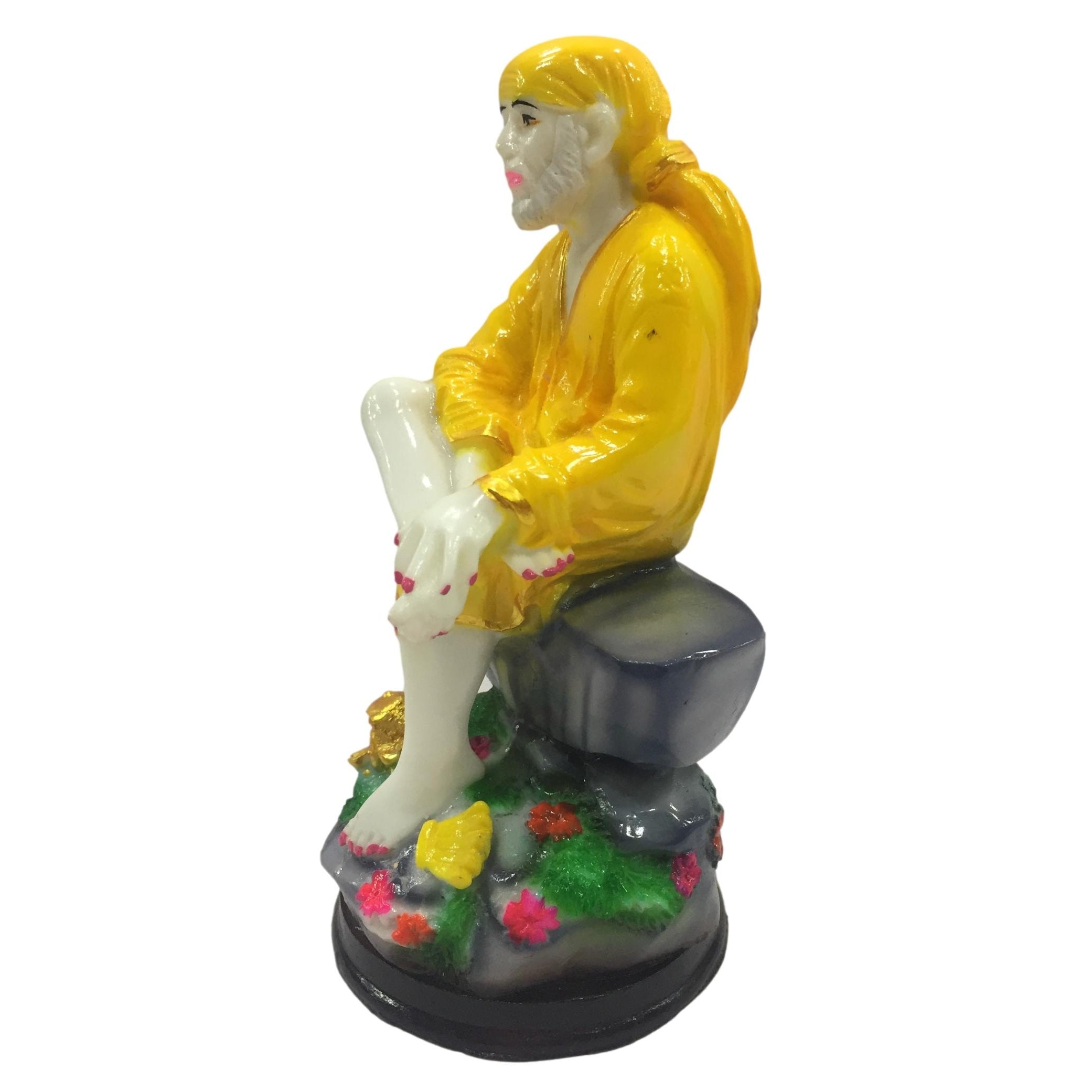 Multicolour Marble Dust Sai Baba Figurine Pooja Ghar Decorative Showpiece 7 inch