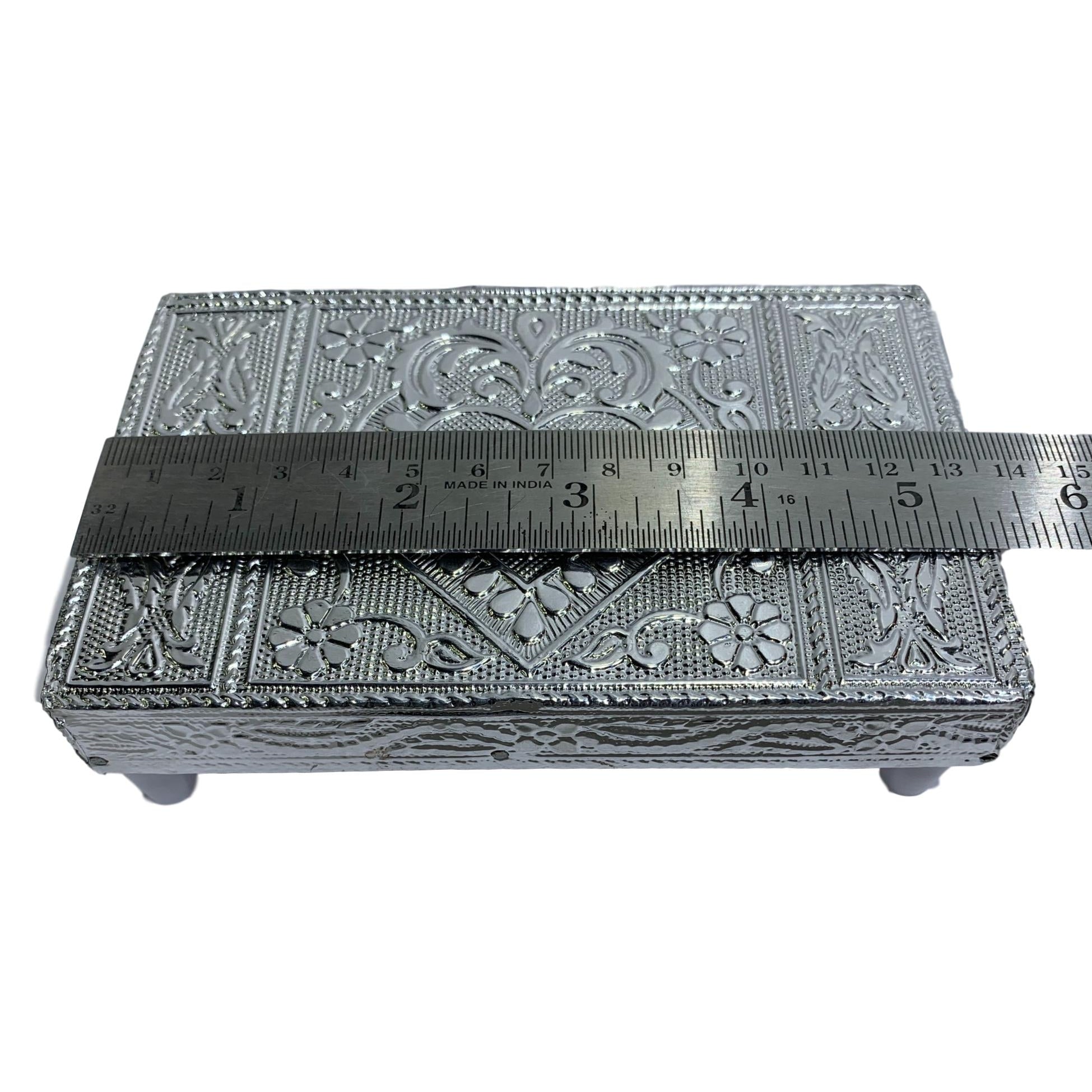 Silver Coated Twin Type Minakari Manai with Bush Rest 3 x 5 inch