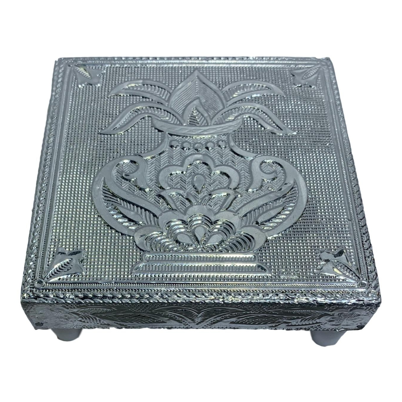 Silver Coated Square Minakari Manapalagai with Bush