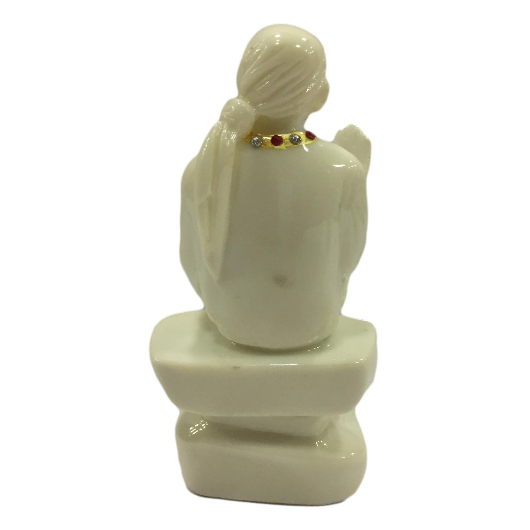 White Marble Dust Sai Baba Figurine Pooja Ghar Decorative Showpiece 6.5 inch