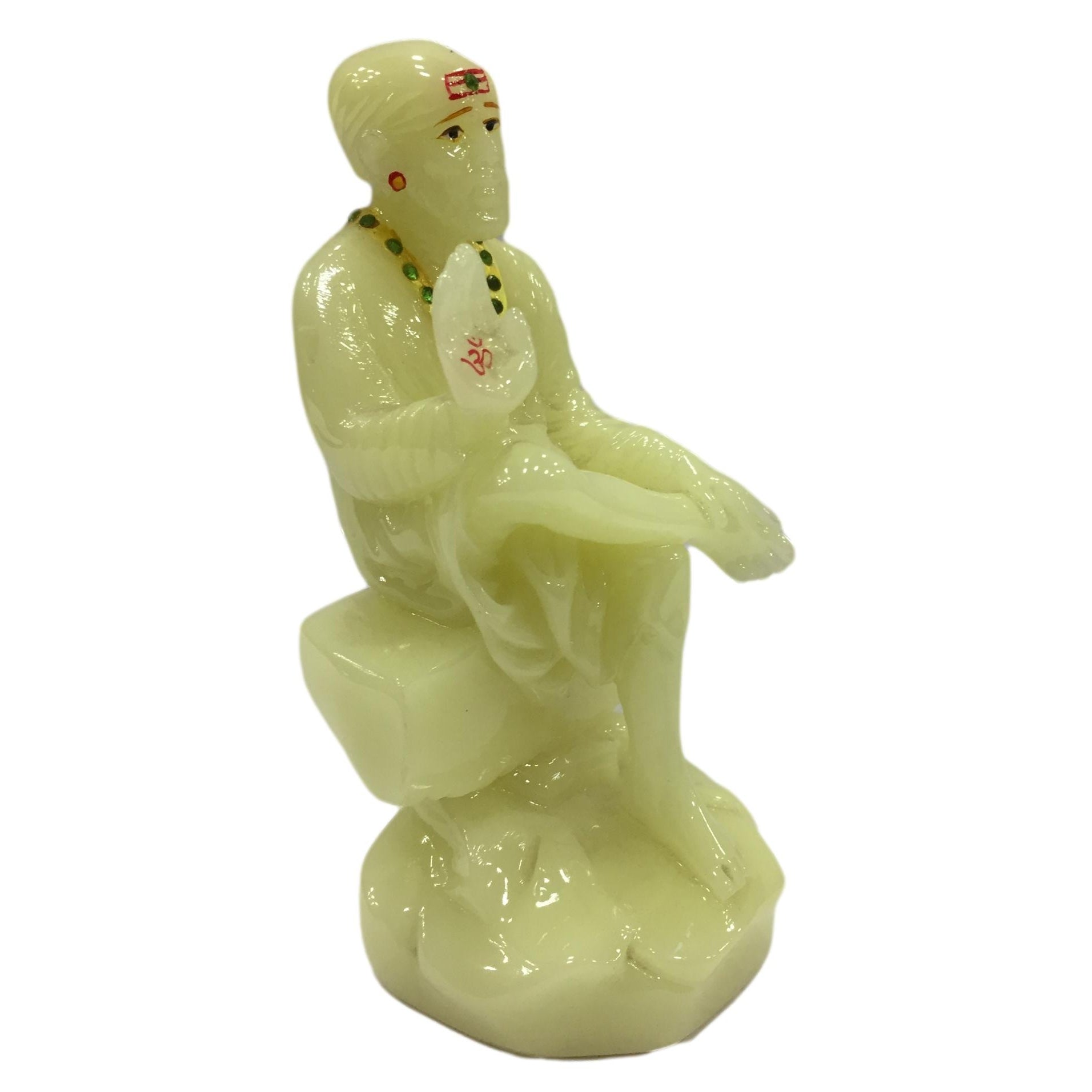 Night Glow Marble (Radium) Sai Baba Figurine Pooja Ghar Decorative Showpiece 5.5 inch