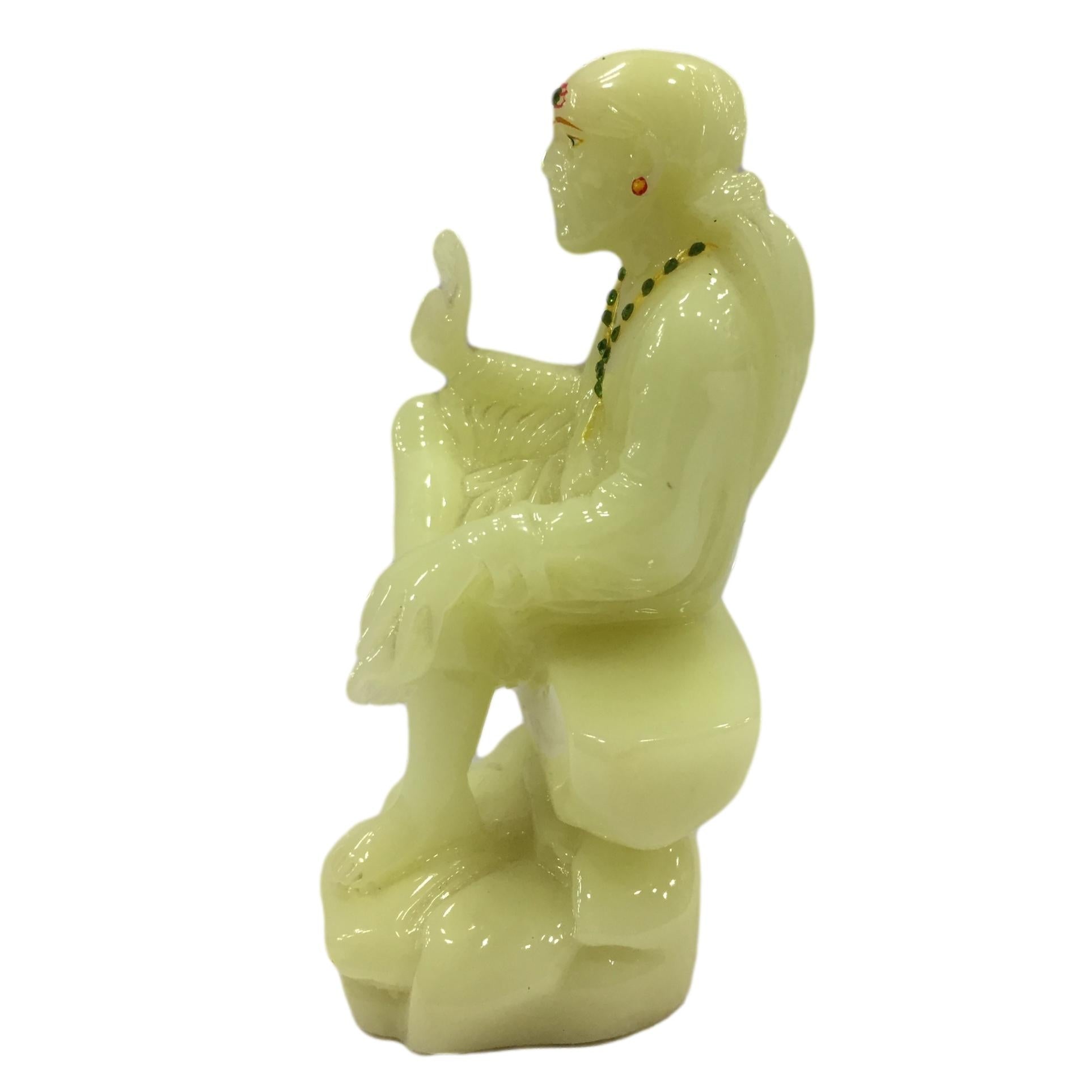 Night Glow Marble (Radium) Sai Baba Figurine Pooja Ghar Decorative Showpiece 5.5 inch