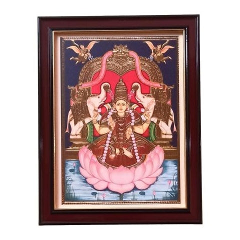 Sri Gaja Lakshmi Devi Tanjore Style Photo Frame Wall Art - A4 Size 12 x 9 inch