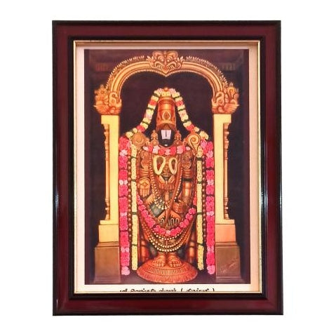 Thirumalai Srinivasar Moolavar Perumal Antique Paint Photo Frame Wall Art - A4 Size 12 x 9 inch