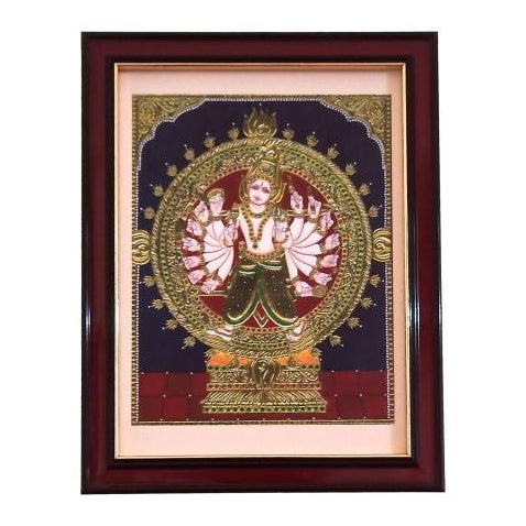 Sri Sudharsanar Chakrathazhwar Tanjore Style Paint Photo Frame Wall Art - A4 Size 12 x 9 inch