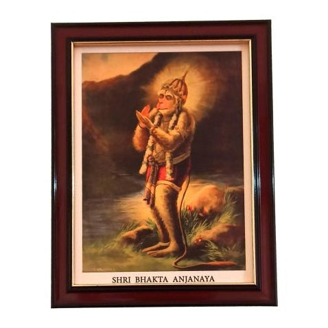 Sri Ram Bhaktha Hanuman Antique Photo Frame Wall Art - A4 Size 12 x 9 inch