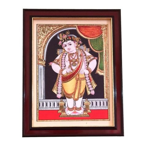 Sri Krishna Tanjore Style Paint Photo Frame Wall Art - A4 Size 12 x 9 inch