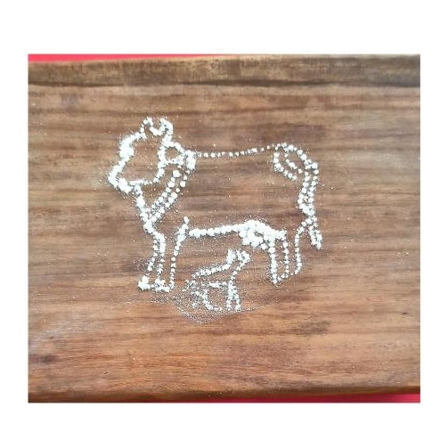 SS Goumatha Design Kolam Plate / Cow & Calf Rangoli Making Stencil Kit size 4.5 inch Dia