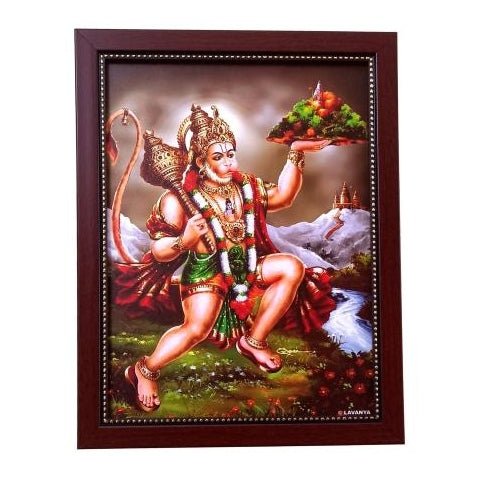 Sri Sanjeevini Anjaneyar Photo Frame Wall Art - A4 Size 12 x 9 inch