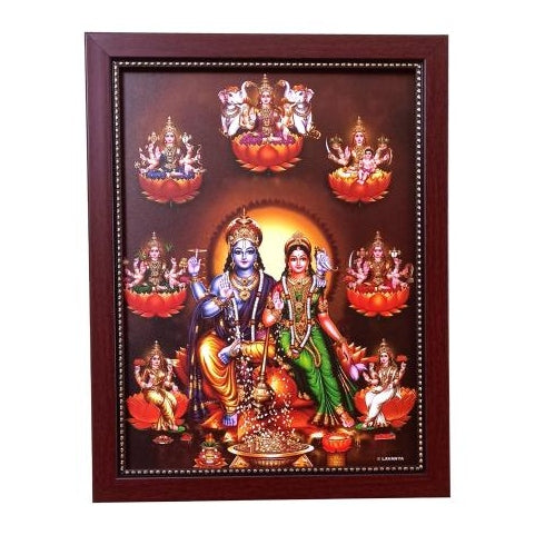 Sri Lakshmi Narayana with Ashtalakshmi Photo Frame Wall Art - A4 Size 12 x 9 inch